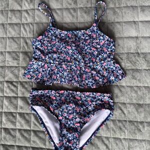 OshKosh B'gosh Navy Floral Two-Piece Swim Bikini - Pink, White, Yellow Flowers